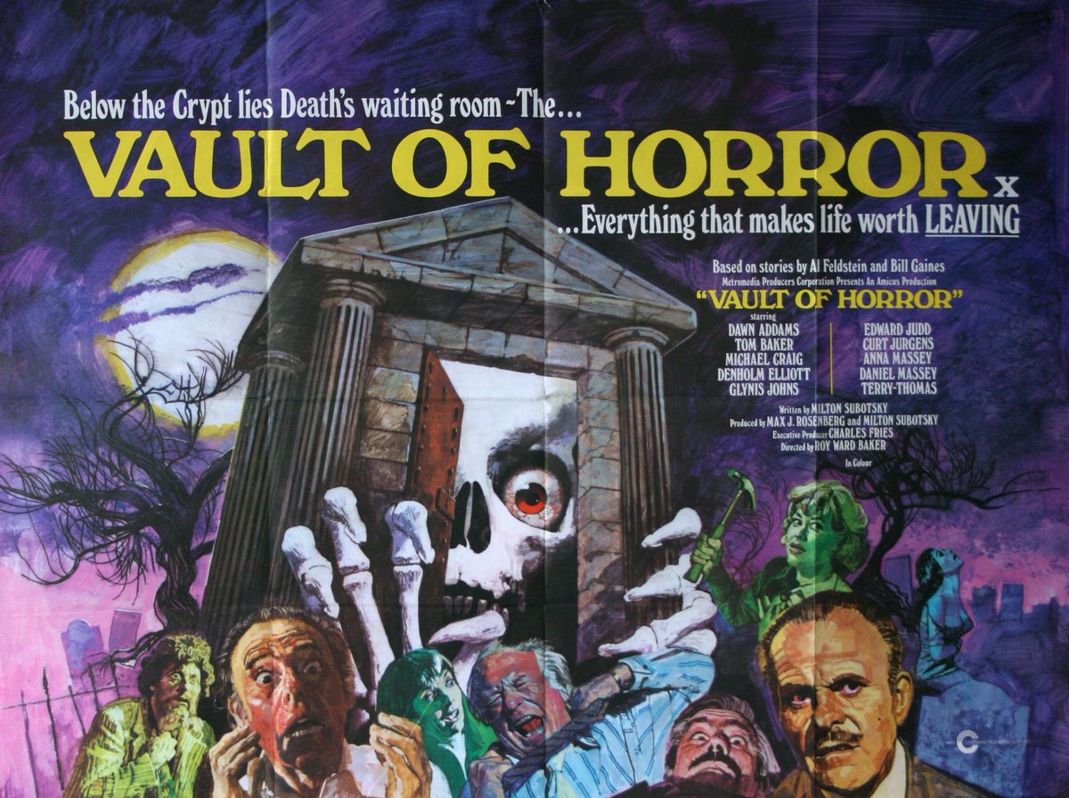 Tomorrow! Friday 3rd May, 9:05pm #TomBaker #GlynisJohns #TerryThomas VAULT OF HORROR (1973). Amicus horror anthology #TPTVsubtitles Part of #TheCellarClub hosted by #CarolineMunro