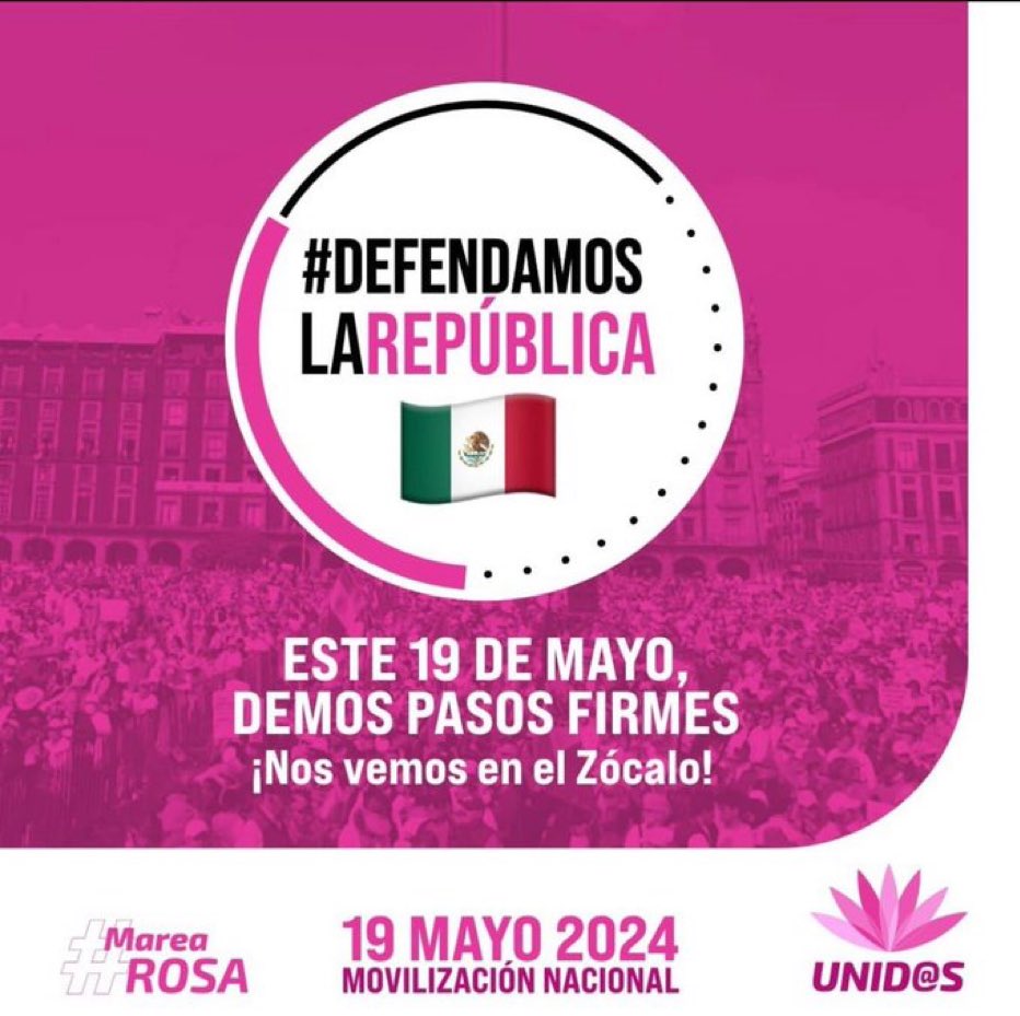 #SaveTheDate 

#MareaRosaPorXóchitl 

#ALasCalles19M