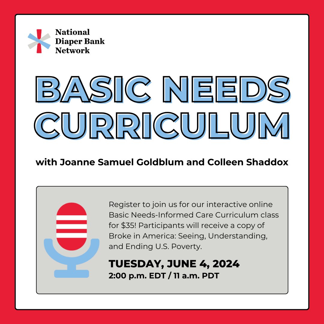 Our next virtual Basic Needs Informed Care Curriculum class is on June 4 at 2 p.m. ET/11 a.m. PT! Register for $35 at the link in our bio ($25 for members - message us for a code)! Attendees will receive a copy of Broke in America: Seeing, Understanding, and Ending U.S. Poverty.