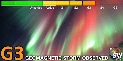 Strong G3 geomagnetic storm (Kp7)
Threshold Reached: 17:59 UTC
Follow live on spaceweather.live/l/kp