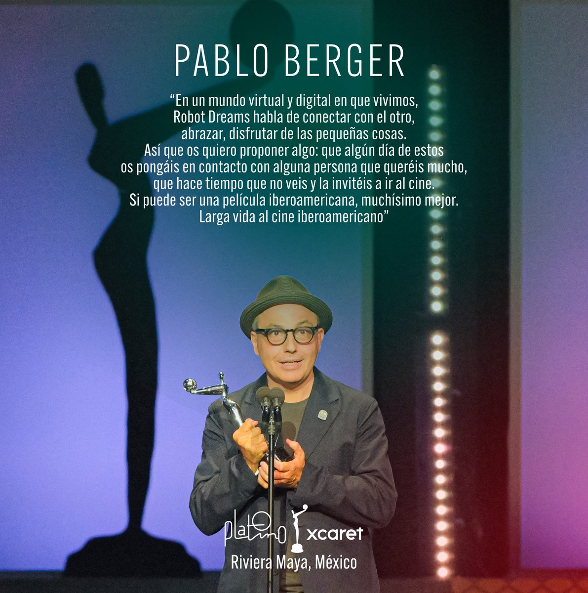 ¿Qué te parece si pones en práctica la propuesta de Pablo Berger, ganador a la Mejor Película de Animación por Robot dreams? 🎬❤️ #PlatinoXcaret #RivieraMaya