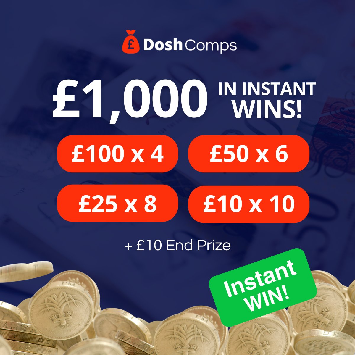 £1,000 in instant wins! 👍 Tickets at 👉 doshcomps.co.uk Good Luck everybody! 🍀 #prizes #prizesuk #prizedraw #prizewinner #prizegiveway #winners #competitionuk #prizesuk #win #doshcomps