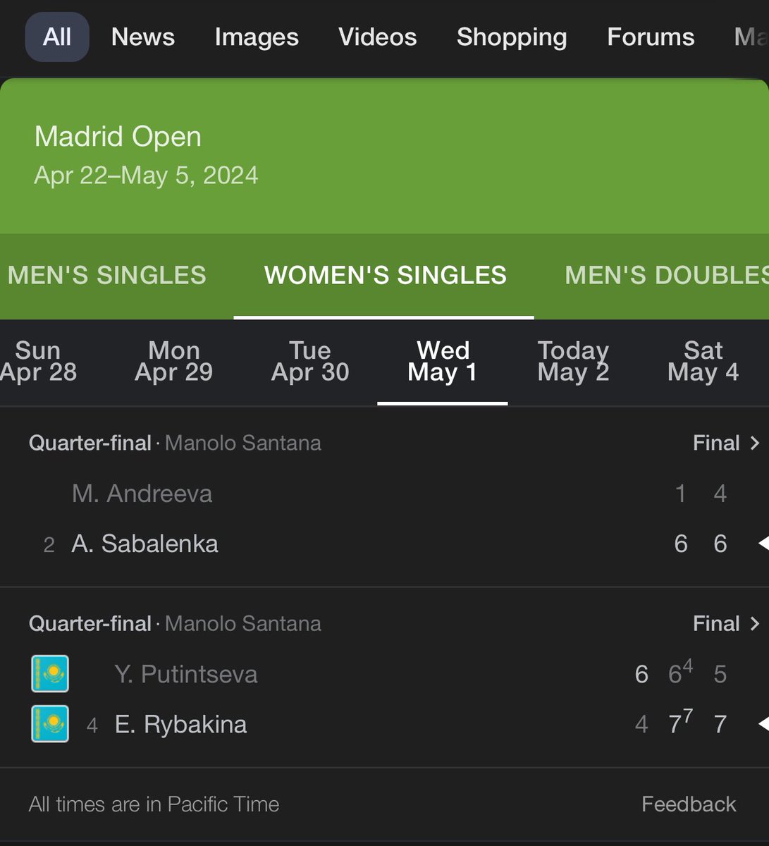 @TennisChannel do better!! How come the men’s matches get highlights on google and the women’s matches don’t?! #everyonewatcheswomenssports #atp #wta @MutuaMadridOpen #mmopen