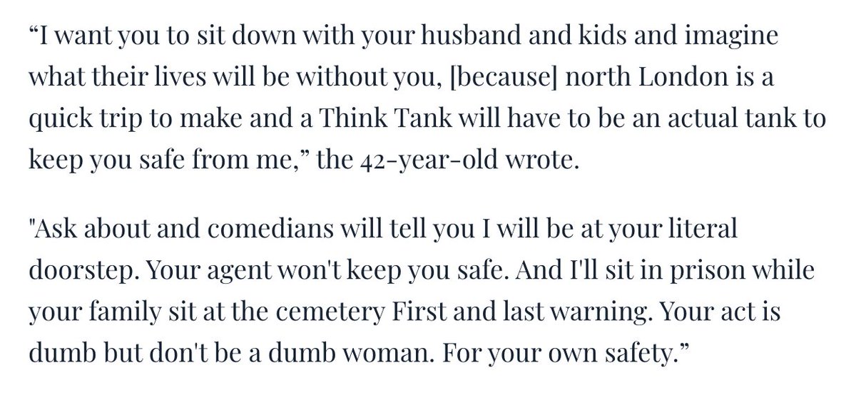 Men are out of control right now, telling women exactly what they'll do to them to keep them in their place

This is what Dane Bapitiste said to a female Jewish comedian, thinking nothing of openly threatening to kill her, just as all the TRA-MRAs do to Rowling

WTF is going on?