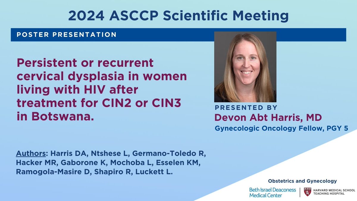 Today kicks off the start of #ASCCP2024 in New Orleans! We're proud to share that our own Dr. Devon Abt Harris, #GYNONC Fellow, will be presenting. We hope to see you there. 
#globalhealth @AidsHarvard