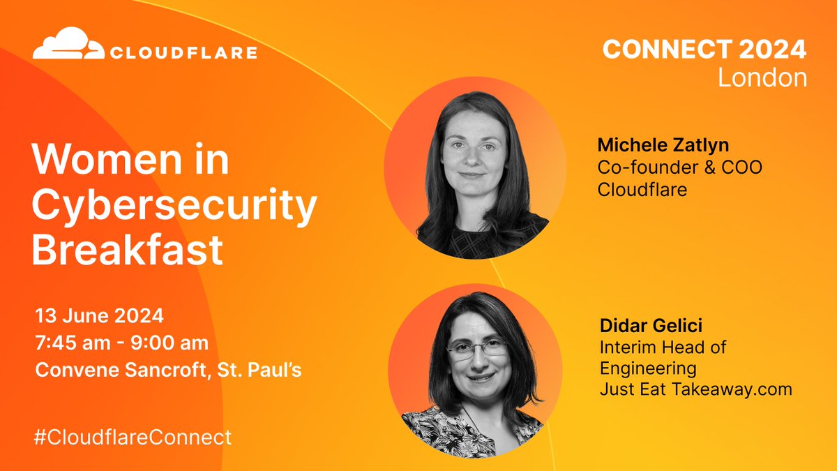 Join Michelle Zatlyn (@zatlyn), Cloudflare Co-founder, President and COO on June 13 for a fireside chat on the role women leaders play in the the technology and cybersecurity sector. Register today cfl.re/Connect2024Lon… #CloudflareConnect