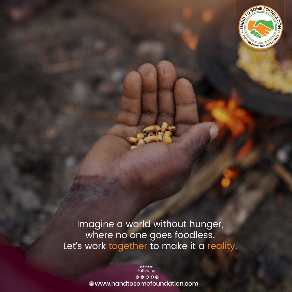 Imagine a world without hunger, where no one goes foodless. Let's work together to make it a reality. #EndHunger #FoodForAll #handtosomefoundation