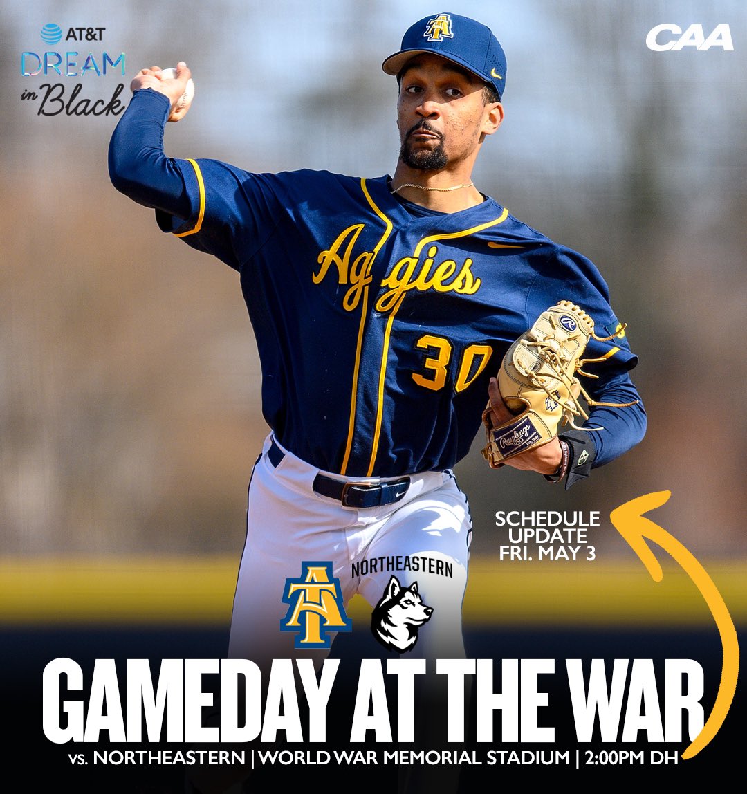 🚨‼️SCHEDULE UPDATE!‼️🚨 @NCAT_Baseball will take on @GoNUbaseball in a doubleheader TOMORROW starting at 2:00pm! SEE YOU AT THE WAR!