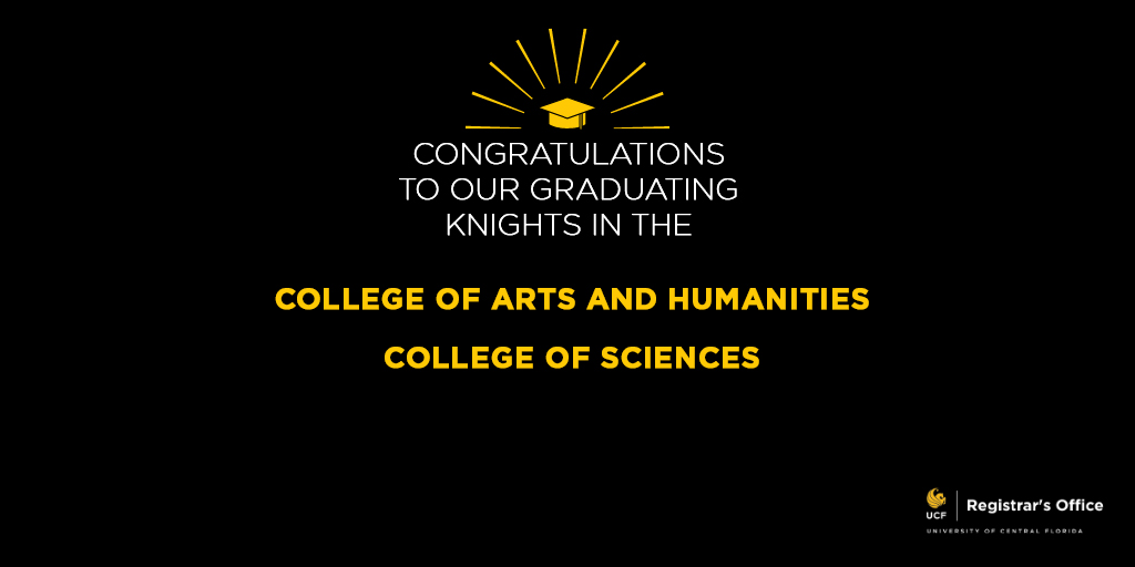 Congrats to our graduating @UCF Knights in the @ucfcah and @UCFSciences! 🎓🎉 #UCFgrad #UCFRegistrar Tune in at 6:30 p.m. EST to watch this Spring 2024 Commencement Ceremony! YouTube🔗: youtu.be/Bt3D6jrYw7U