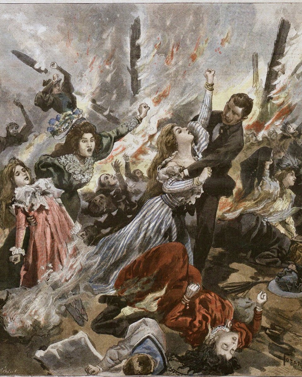 𝗜𝗡𝗖𝗘𝗡𝗗𝗜𝗘 🔥 4 mai 1897, incendie au Bazar de la Charité à Paris. 👉 Cet incendie provoque la mort de 120 personnes. Le drame inspirera à Gaston Leroux 'Le Fantôme de l'Opéra'.