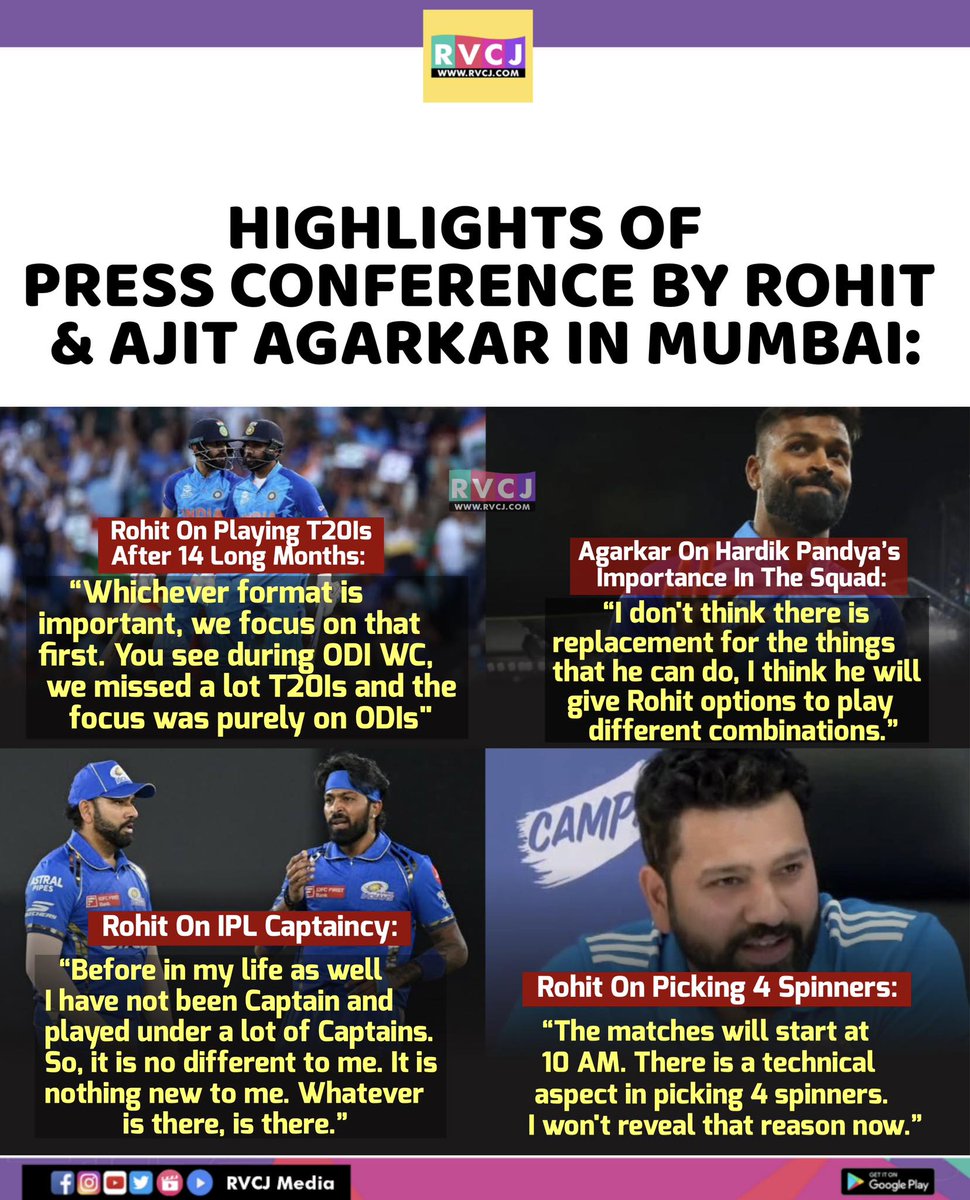 Highlights of Press Conference by Rohit Sharma & Ajit Agarkar in Mumbai