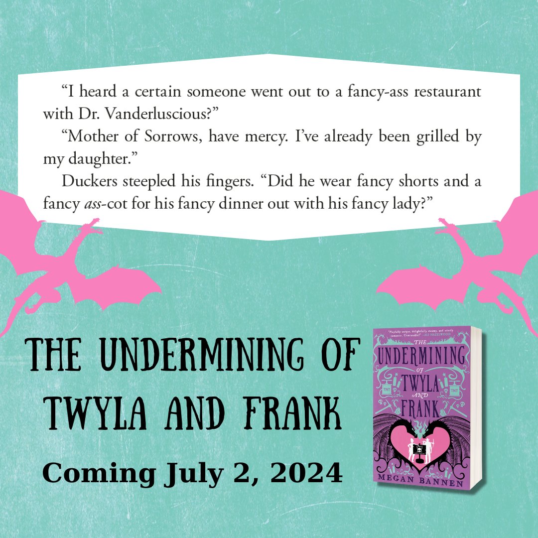 The Undermining of Twyla & Frank releases 2 months from today! Preorder from Under the Cover Romance Bookstore or @RainyDayBooks by June 30 for a signed copy & swag. meganbannen.com/the-underminin…