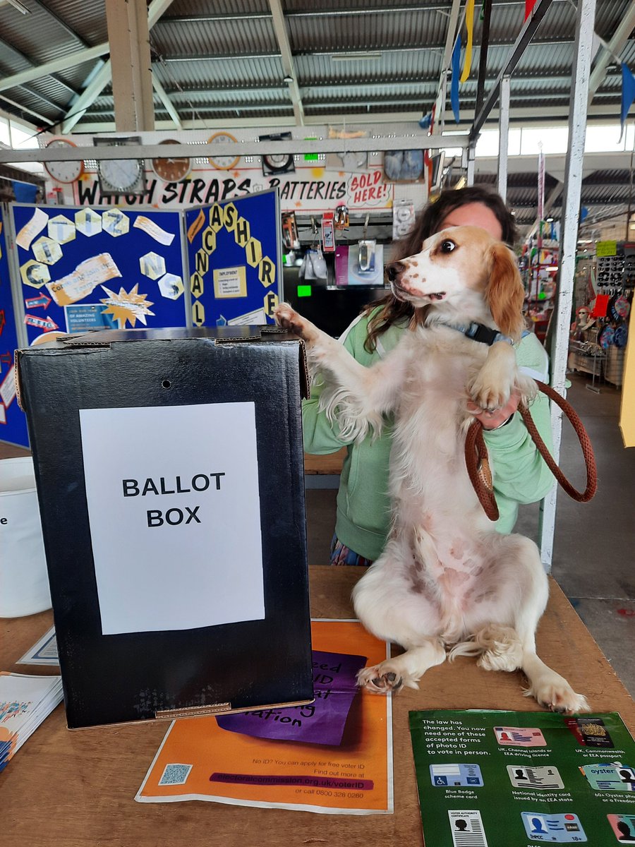 Happy polling day from Citizens Advice North Lancashire! And from Jack and Anna from Lune Rose Magic! Just one of the many amazing dogs we've met today whilst out and about in Morecambe! #Election2024 #MorecambeFestivalMarket