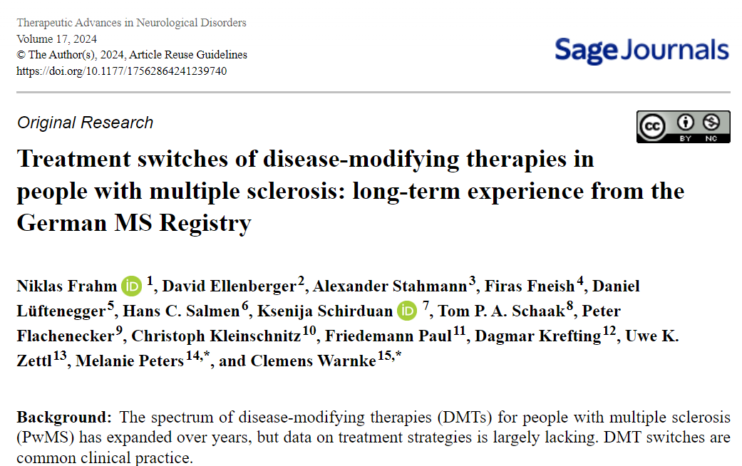 🔄 Discover insights into treatment switches in #MultipleSclerosis from the German MS Registry. Explore predictors, reasons, and long-term outcomes in this retrospective analysis. Read more: journals.sagepub.com/doi/full/10.11…