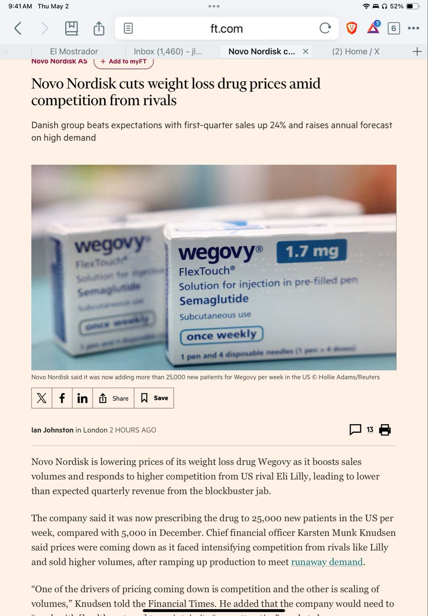 Competencia internacional y doméstica: la mejor política para hacer bajar precios! Competencia en nuevas medicinas para controlar peso.