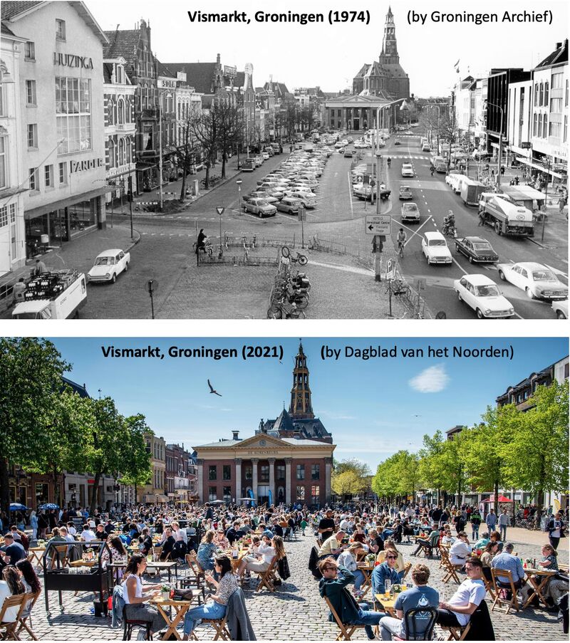 All cities have space. Some just make better choices than others. — #Groningen, Vismarkt 1974 - 2021