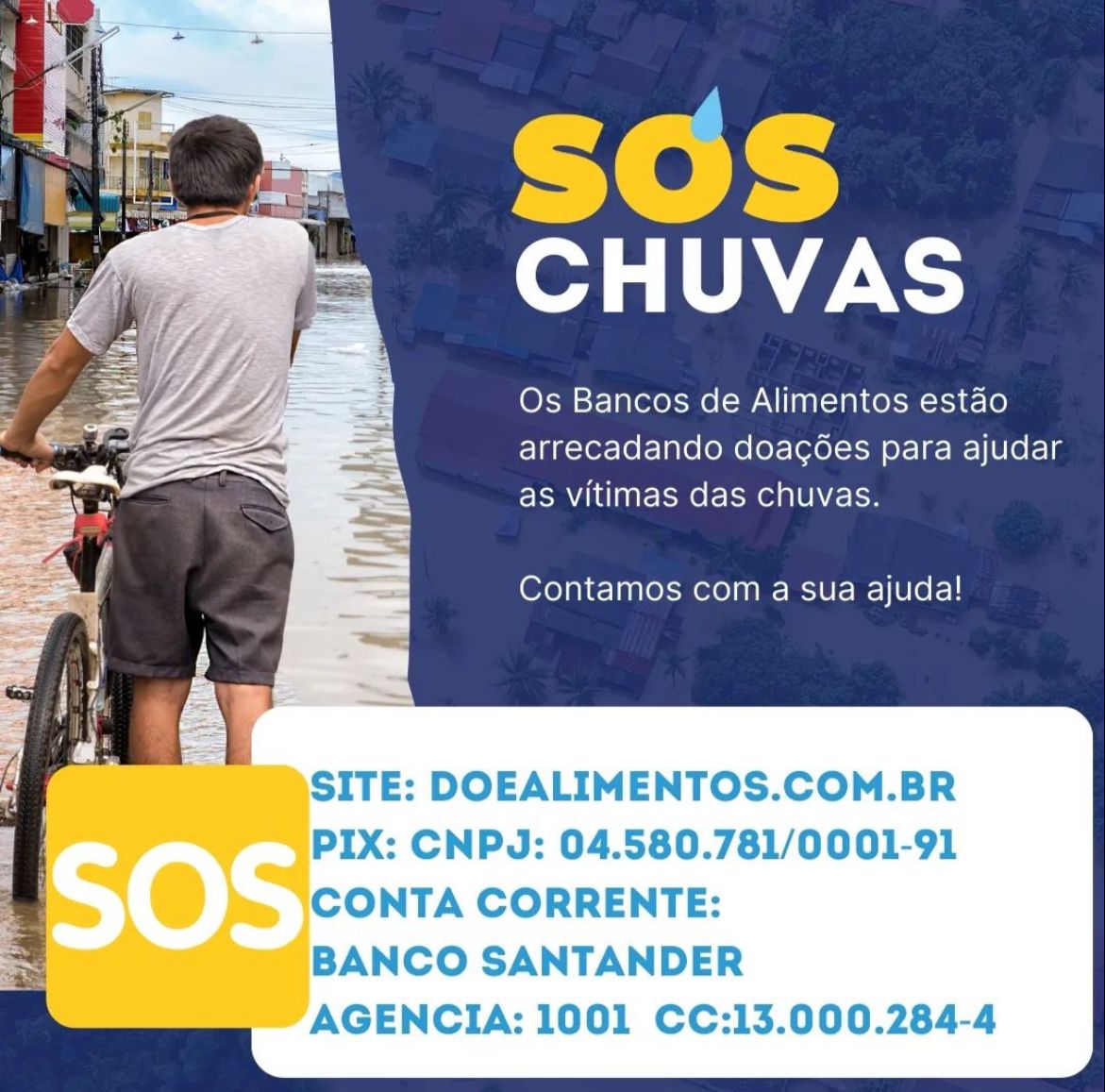 O Rio Grande do Sul decretou estado de calamidade pública pelos 'eventos climáticos de chuvas intensas'. Se puder, ajude com doações.