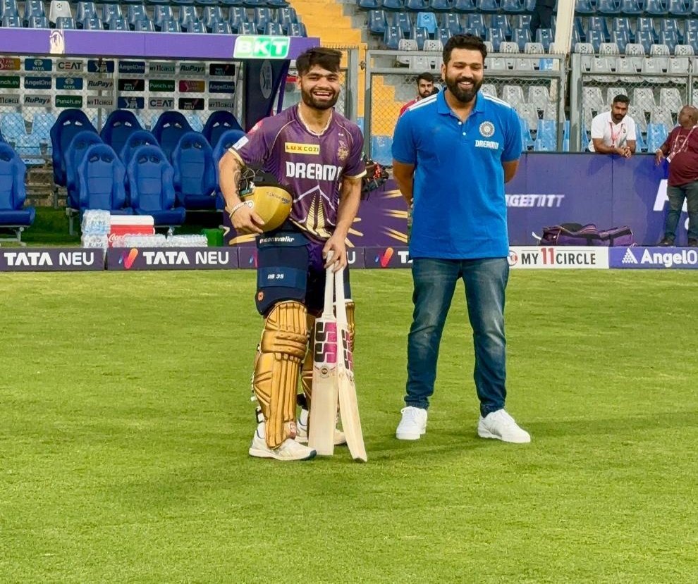 Rinku Singh with Rohit Sharma at Wankhede stadium 🌟