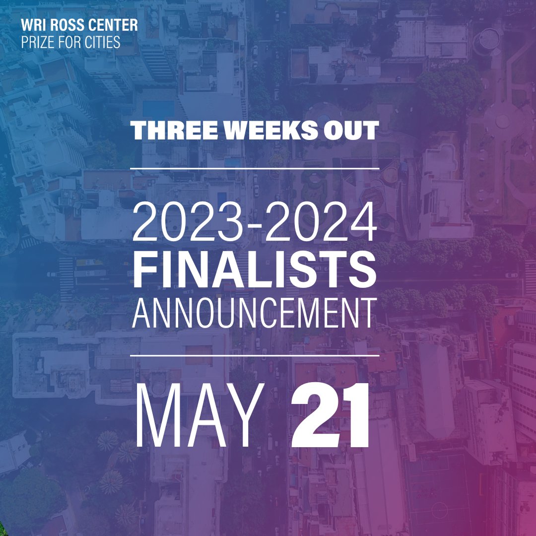 By 2050 70% of the global population will call cities home. This unprecedented urban expansion calls for a radical rethinking of our cities. Join us May 21 to discover the 5 @WRIRossCities #PrizeforCities finalists making cities more climate ready. More at bit.ly/4b1EDX4