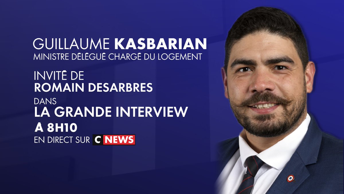 ⏰#𝗟𝗮𝗚𝗿𝗮𝗻𝗱𝗲𝗜𝗧𝗪 de ROMAIN DESARBRES, votre rendez-vous de #LaMatinale @CNEWS @Europe1 à 𝟴𝗛𝟭𝟬 @guillaumekasba, ministre délégué chargé du Logement, sera face à @Rdesarbres, vendredi 3 mai