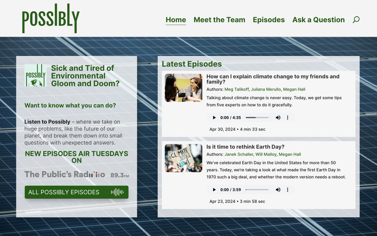 Possibly has a brand new website! 🎉 askpossibly.org is home to every episode of our show, reporter profiles, and more information about how we make the show. You can also ask us questions about ways to help the planet! Check it out today!