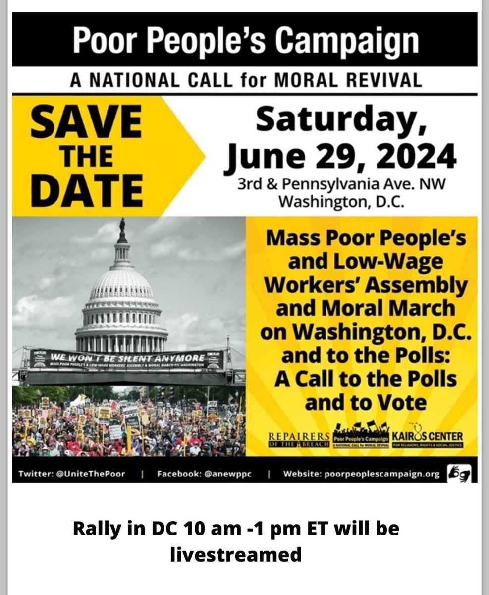 Join us #MoralMarchOnWashington June 29, 2024! #MoralRevival @UniteThePoor  @kftc  @NAACP  @EdTrust  @NatUrbanLeague  @ACLU  @UnitedWay @UWofKentucky  @childdef