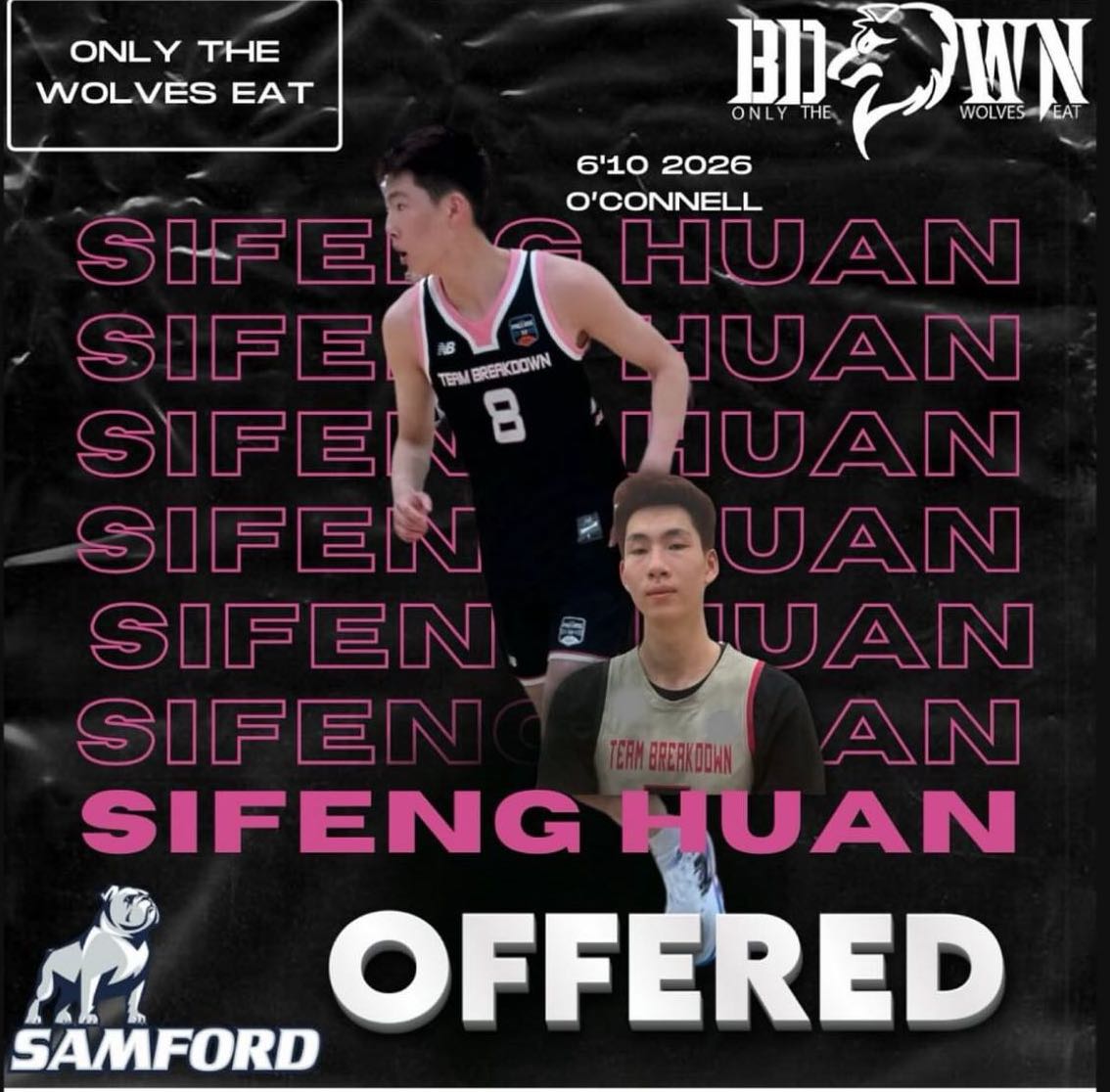 Congrats to 2026 6’10 wing Sifeng Huan on being offered by Samford (NCAA D1)@JoeTsaiBBS