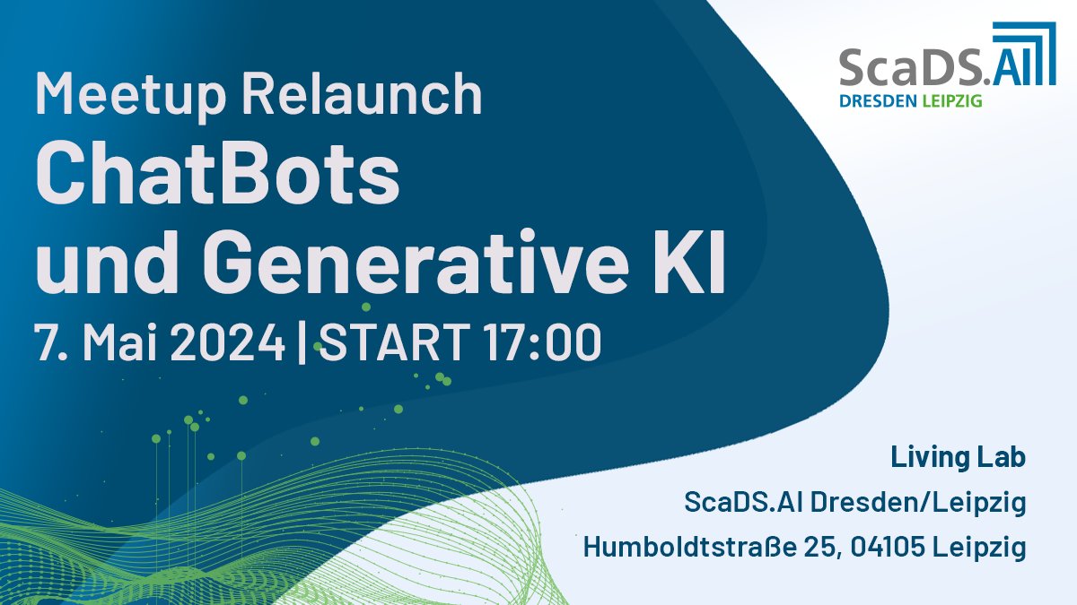 Join us for our Meetup, hosted by ScaDS.AI Living Lab and AI-Manufacture. Dive into the world of AI, Big Data, and Data Science with international experts. Don't miss out on our upcoming event focused on ChatBots and Generative AI. 🤖 👉scads.ai/events/meetup-…