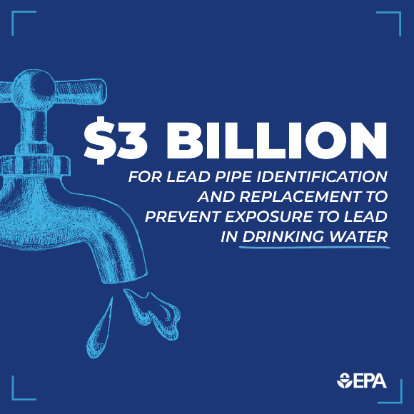 Funded by the Bipartisan Infrastructure Law, @EPA is announcing $3 billion to identify and replace lead service lines in states and territories to prevent lead exposure in #DrinkingWater and protect public health.