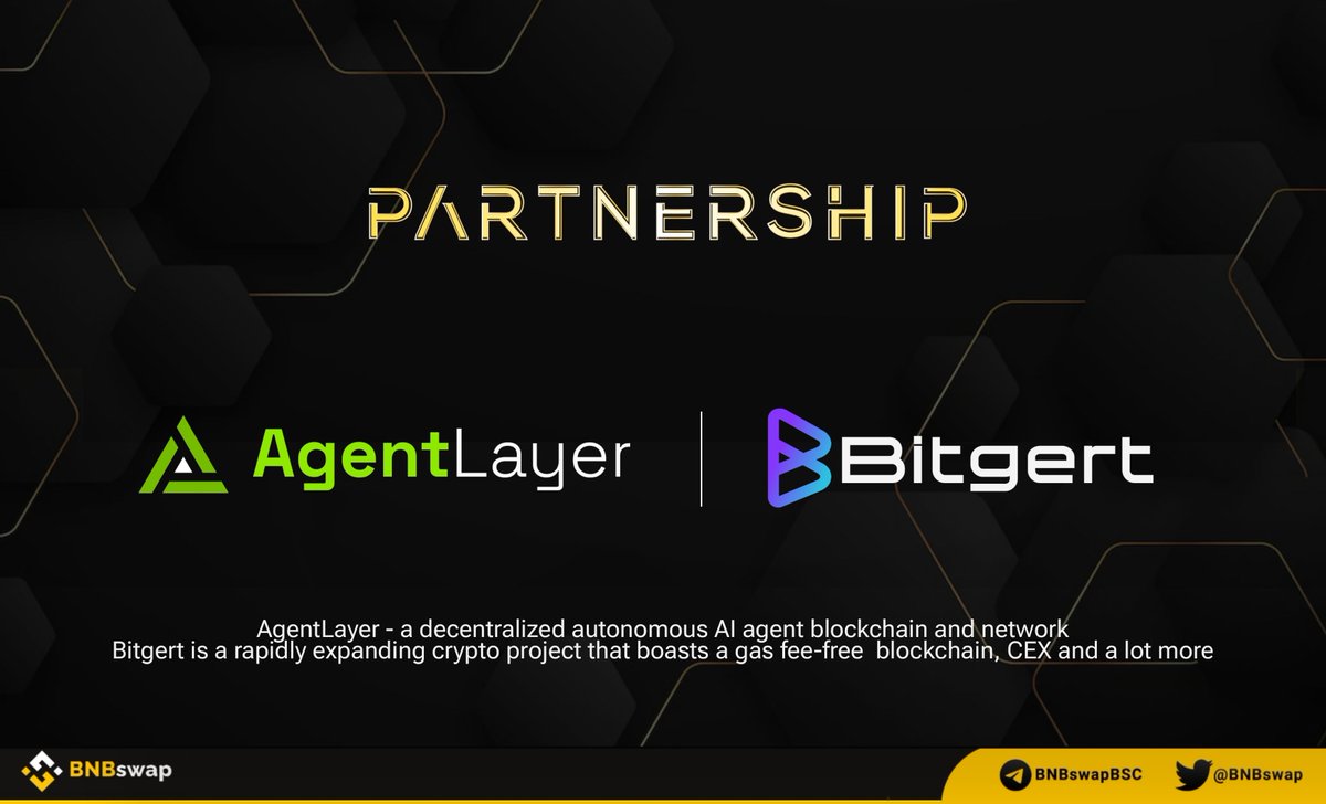 📢 @Agent_Layer announced a partnership with @bitgertbrise $BRISE! #AgentLayer - a decentralized autonomous AI agent blockchain and network #Bitgert is a rapidly expanding crypto project that boasts a gas fee-free blockchain, CEX and a lot more #BRISE #Ai #Bitgertchain #Web3