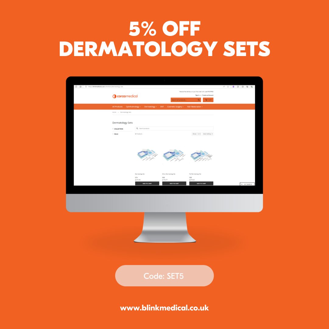 Save 5% on all Blink dermatology sets online – for one week only!

Use the code ‘SET5’ at checkout.

Limited time offer – only valid on orders placed online.

Visit blinkmedical.co.uk