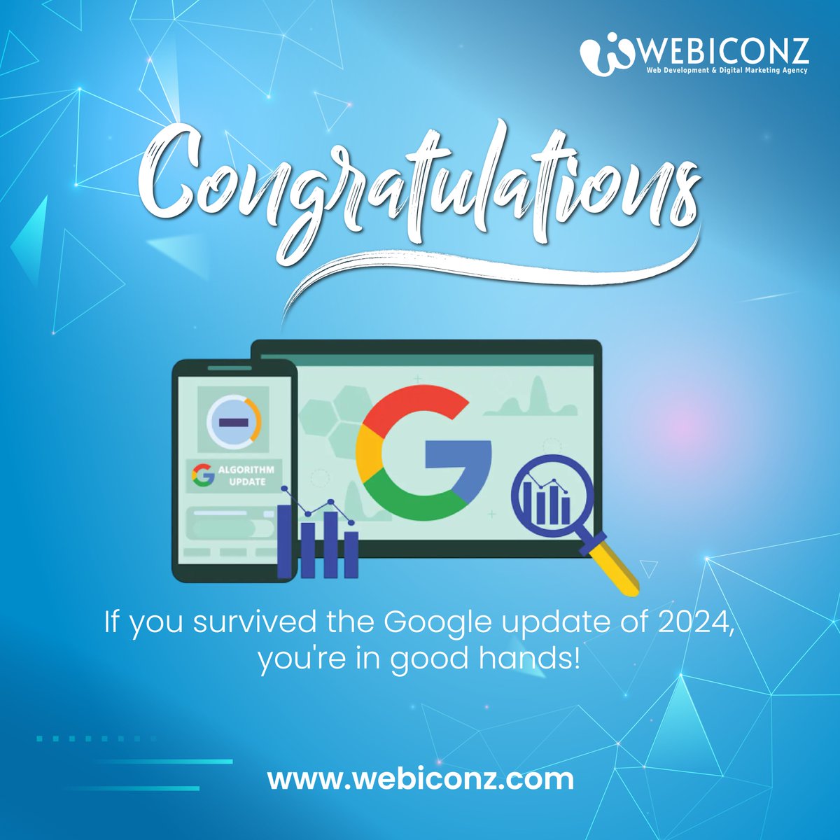 🥳🥳🥳 Congratulations! 🥳🥳🥳
🤩 If you survived the Google update of 2024, you're in good hands! 🤩
🌐 webiconz.com
#webiconztechnologies #webiconz #googleupdate2024 #AI #T20WorldCup24 #Google #googleupdate #duckybhai #Dubai #digitalmarketer #ContentWriting