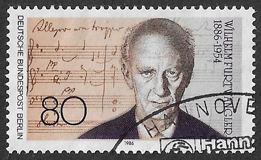 1986 Germany Berlin Birth Centenary of Wilhelm Furtwängler (1886-1954) composer and conductor 80pf #stamp #stampcollecting #stamps #philately #Germany #Berlin #music #composers #conductors