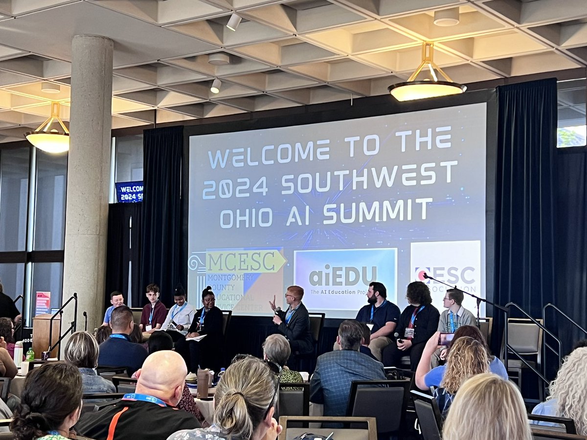 Always love a good student panel! Thanks for sharing your insights at the AI Summit hosted by @aiedu_org @oesca & @mcesc!  #weareMCESC #aiEDU #OESCA #MontgomeryCountyESC #InnovateOhio #OhioAISummit2024 #FEK12