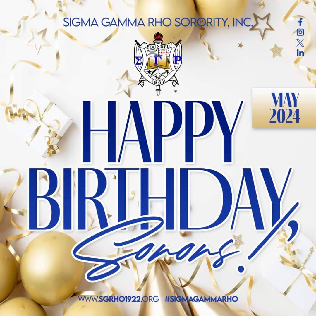 If it's your birthday make some noise! Happy Birthday to all May birthdays! 

Is it your birthday month? Drop your date in the comments below. 

#SigmaGammaRho #GreaterWomenGreaterWorld #MayBirthdays
#SGRho