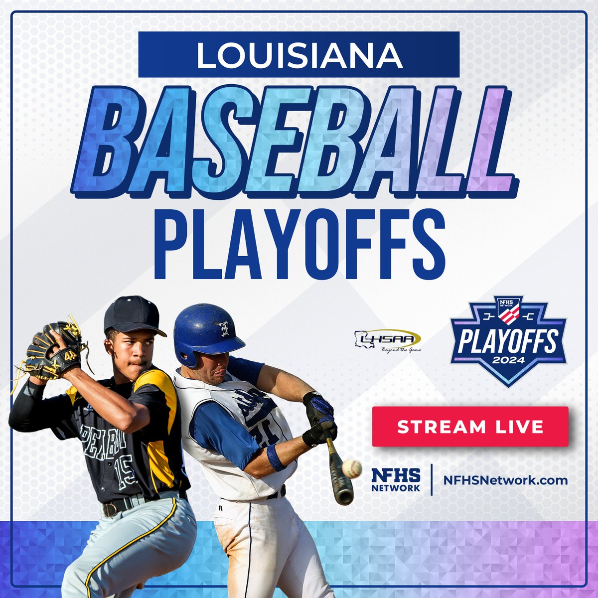 @LHSAAsports Don't let the excitement stop! Continue watching the 2024 LHSAA Baseball Playoffs on the #NFHSNetwork today! ⚾️ Stream live through the OFFICIAL link: bit.ly/3tVJrNo ✅