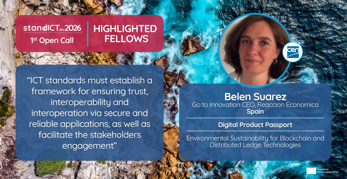 🥊Learn from 🇪🇸Belen Suarez how Digital Product Passports (DPP) can help fight climate change! 😍Explore her contributions to 2 NEW @Standards4EU standards👉 tinyurl.com/yts45ab4 🇪🇺More information about the rest of the Fellows from the 1st Open Call: tinyurl.com/ysjaart7