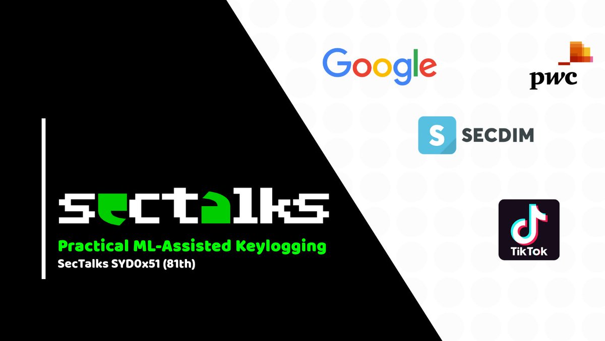 SecTalks (@sectalks) on Twitter photo Practical ML-Assisted Keylogging by Norman at SecTalks SYD0x51 (81th) meetup. 14th May. meetup.com/sectalks/event… RSVP opens in a week. #meetup #sydney #security #AI <a href="/secdim/">SecDim</a> <a href="/PwC_AU/">PwC Australia</a> <a href="/googledownunder/">googledownunder</a> <a href="/tiktokaustralia/">TikTok Australia</a> Practical ML-Assisted Keylogging by Norman at SecTalks SYD0x51 (81th) meetup. 14th May. meetup.com/sectalks/event… RSVP opens in a week. #meetup #sydney #security #AI <a href="/secdim/">SecDim</a> <a href="/PwC_AU/">PwC Australia</a> <a href="/googledownunder/">googledownunder</a> <a href="/tiktokaustralia/">TikTok Australia</a>