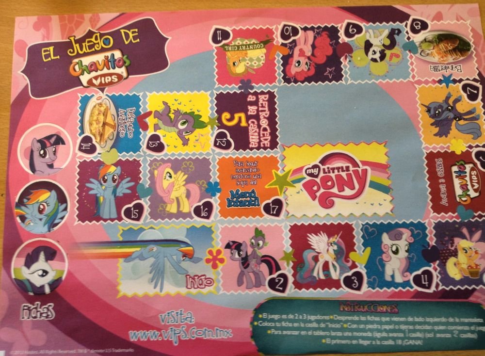 A Mexican restaurant called Vips puts a bunch of pony branding on their kids menu. (2012)