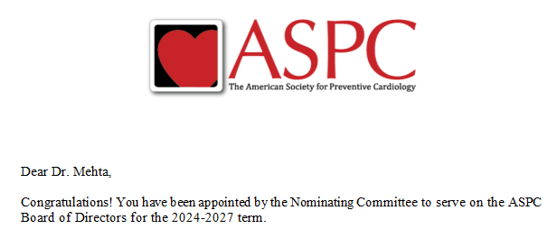 Looking forward to serving on the board &amp; working with the exceptional team <a href="/ASPCardio/">ASPC</a> to Promote the Prevention of Cardiovascular Disease 

<a href="/DrMarthaGulati/">Dr. Martha Gulati ♥️🫀❤️‍🩹🇨🇦</a> <a href="/DrMichaelShapir/">Michael D. Shapiro</a> David Maron <a href="/a_l_bailey/">Alison L. Bailey, MD</a>