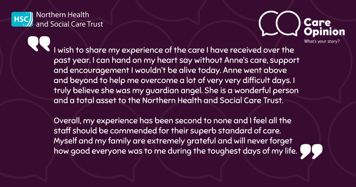 'Without Anne’s care, support & encouragement I wouldn’t be alive today.' Care Opinion provides an opportunity to share experiences and feedback, like this heartfelt story about our Eating Disorder Service colleagues ❤️ careopinion.org.uk #TeamNORTH #PEW2024
