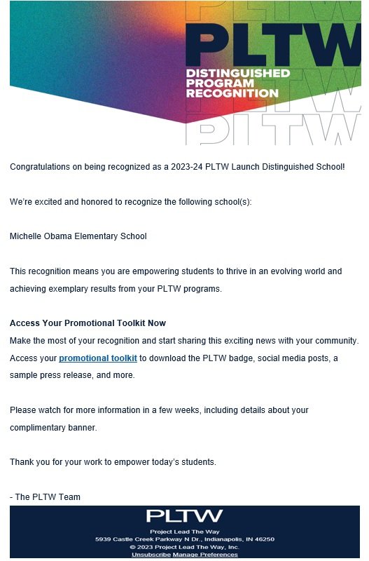 We are awesome! Our School is OFFICIALLY a PLTW Distinguished School! Congratulations to ALL of our students/future scientists for working hard and striving for greatness! #community #leadership #wellness #Science @PLTWorg @NPSvoices #pltw #stem #stemeducation