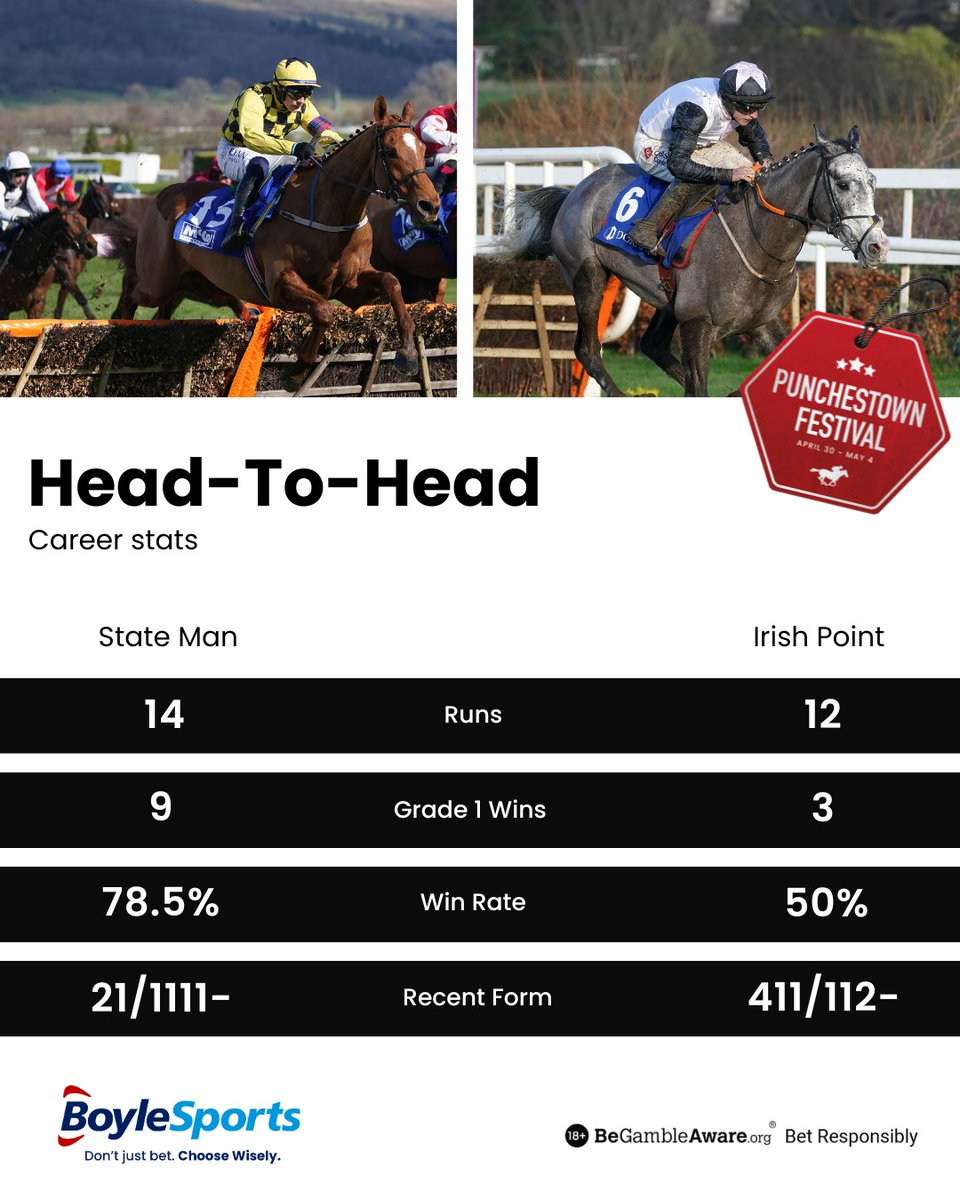 State Man 🆚 Irish Point 🤩 The Champion Hurdle is set to be a thriller at Punchestown. #PunchestownFestival