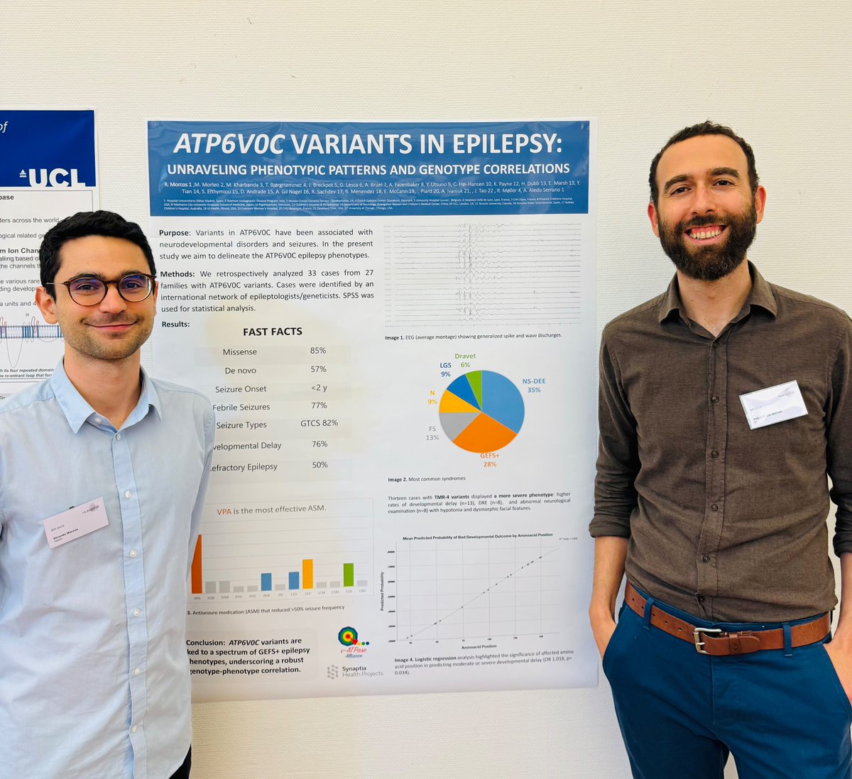 Great to present our collaborative work about the deep phenotyping of #ATP6V0C epilepsy🧠 Take a look🔍by @richmrc4 Ricardo Morcos @SynaptiaMadrid🧬 Sharing ideas with old friends & collaborators #DICE2024🇩🇰