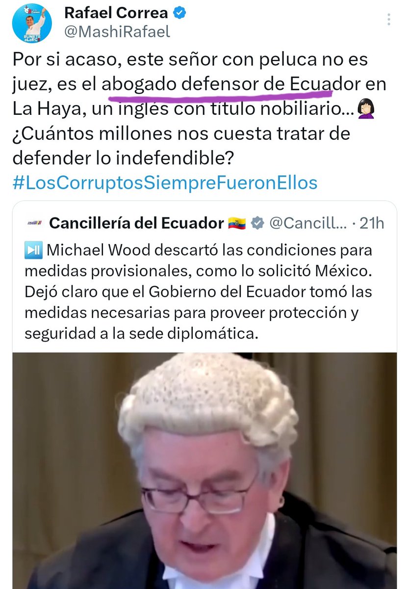 Correa ataca a ABOGADO DEFENSOR DE ECUADOR!! Qué maldito hijueputa!!! Al Ecuador lo defendemos todos los que amamos nuestra patria!!