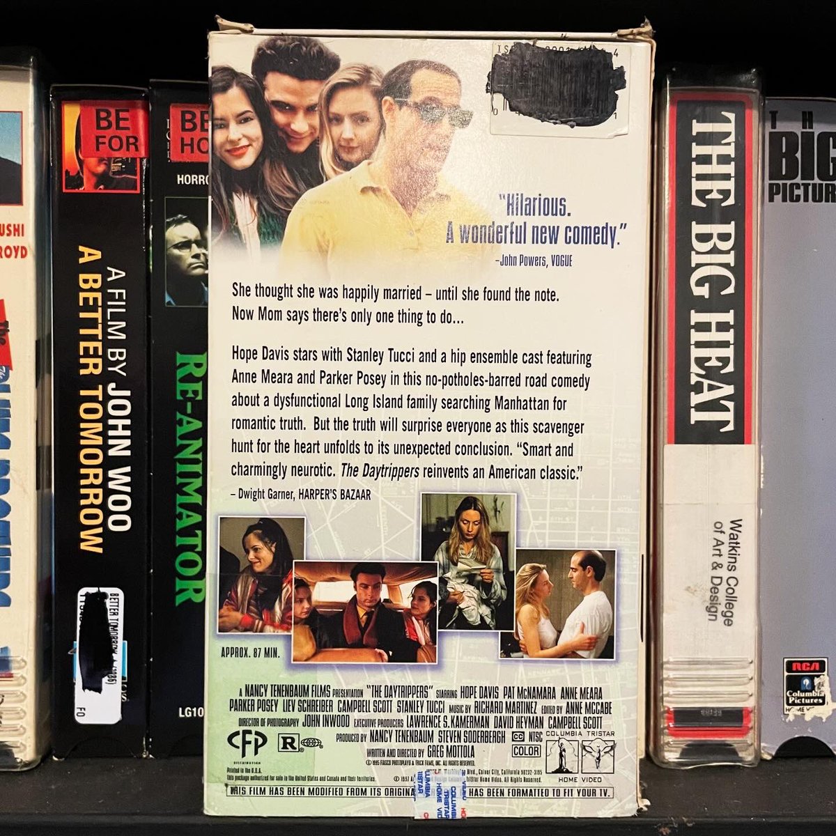 “Don’t be ridiculous. Nobody’s desperately in love” #thedaytrippers #1996movie #gregmottola #stanleytucci #hopedavis #parkerposey #lievschreiber #campbellscott #patmcnamara #annemeara #marciagayharden #vhs #vhsforever #feedyourvcr #videotape #videocassette