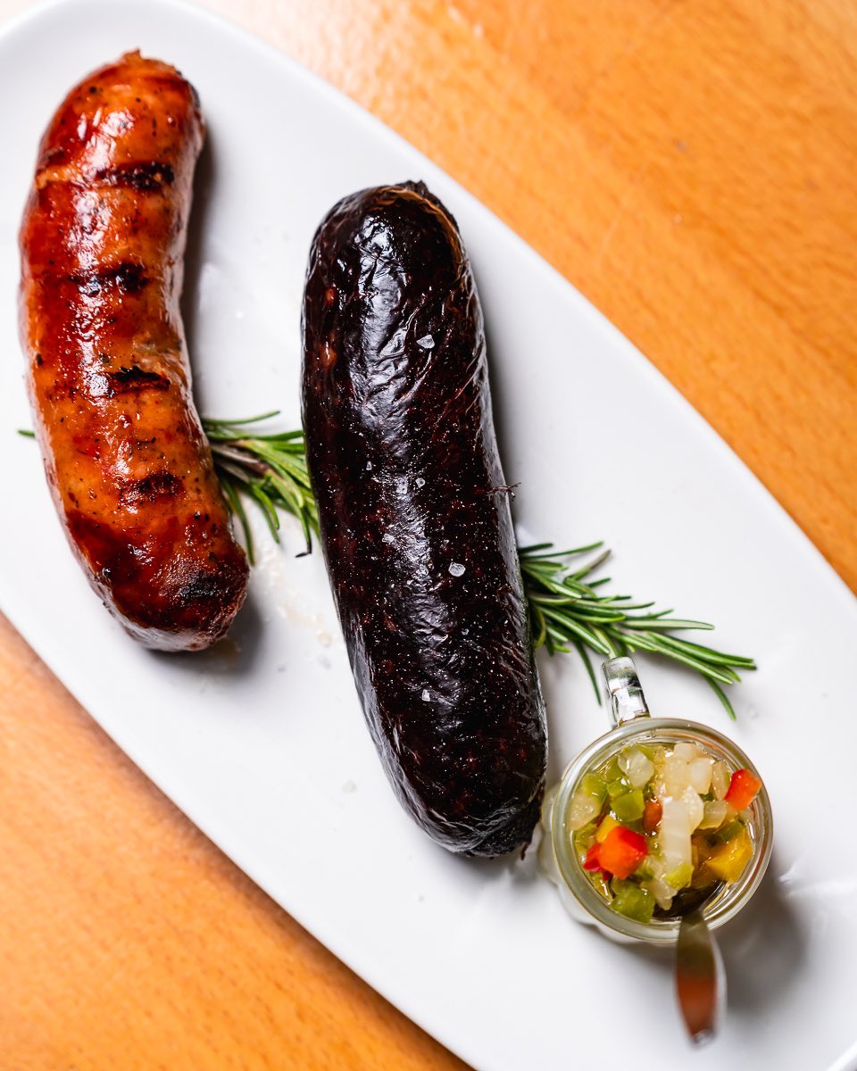 Chorizo or Morcilla (argy black pudding) or both together = “Matrimonio” (sausages marriage 😃) Your choice , see from 5 pm 🍷 #hove #brighton #chorizo #morcilla #blackpudding #steakdinner #steak #thursday #wine