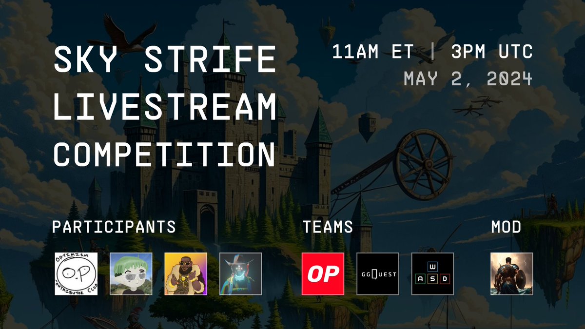 In ONE HOUR get ready to watch @kelvinfichter (@Optimism), @apixtwts (@gg_quest_gg), @RickCrosschain (@gg_quest_gg) and @BenGiove (@WASD_0x) go head-to-head in an epic @skystrifeHQ competition on the Redstone Community Twitch! Stream here: twitch.tv/redstone_commu…