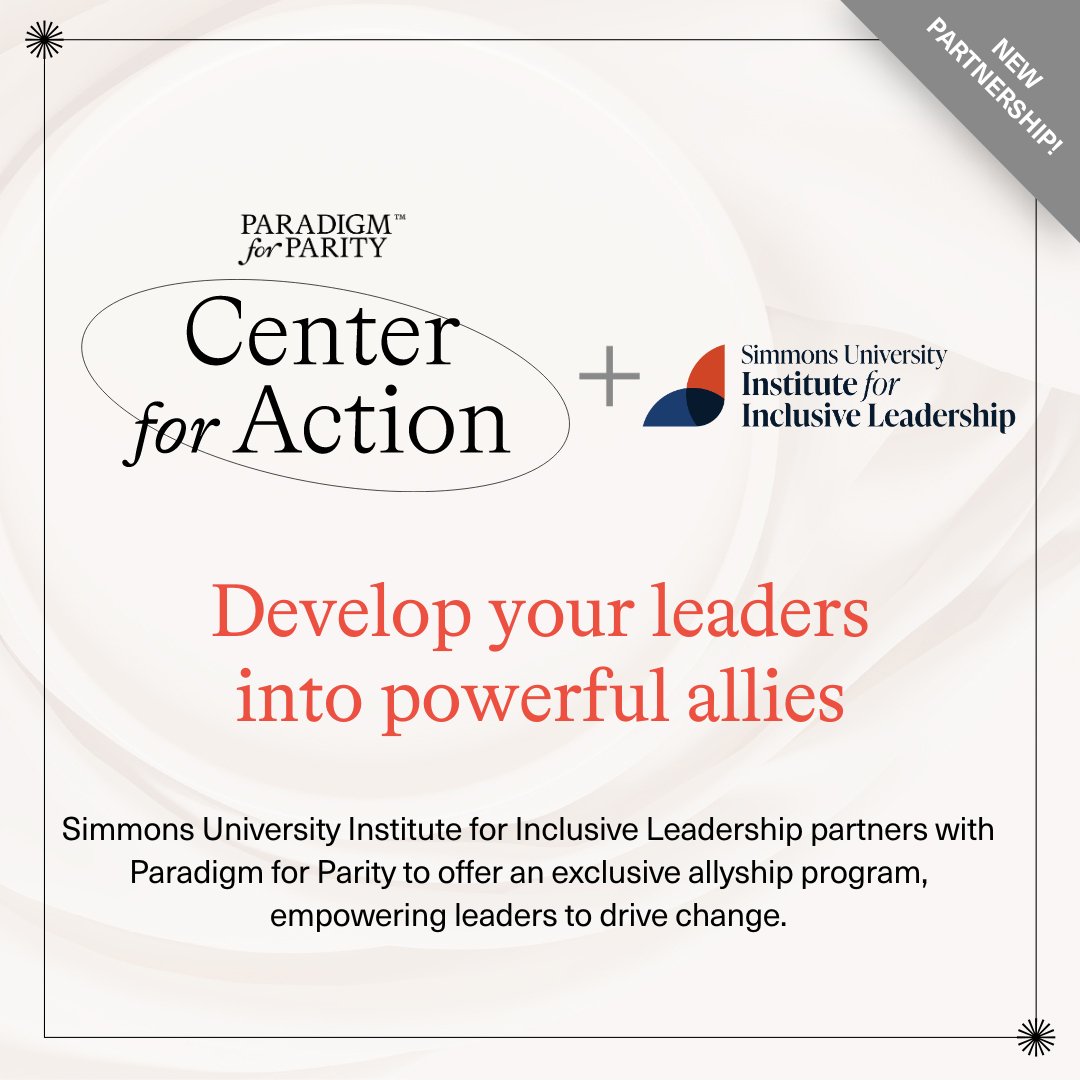 📢 Big news! We're partnering with @SimmonsLeads for Inclusive Leadership to offer an exclusive #allyship program through the Paradigm for Parity Center for Action. This new partnership will empower #leaders to drive change. 🔗 paradigm4parity.org/category/news/