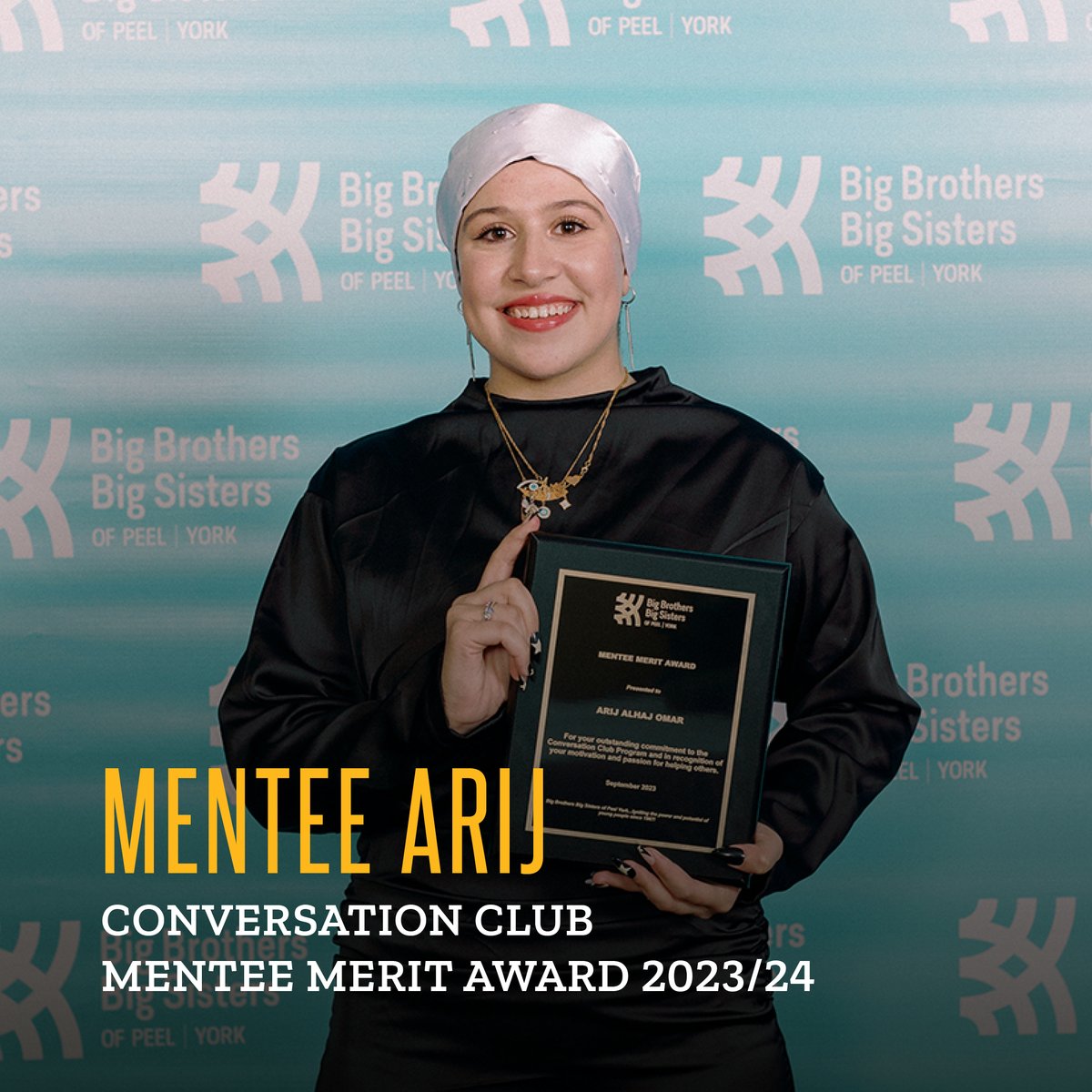 During #NationalYouthWeek it is an honour to recognize Arij Alhaj Omar who received our Mentee Merit Award for 2023/24! 💛 #MentoringMatters

Arij has been a mentee in the Conversation Club program for the past 3 years and has shown tremendous growth and perseverance.